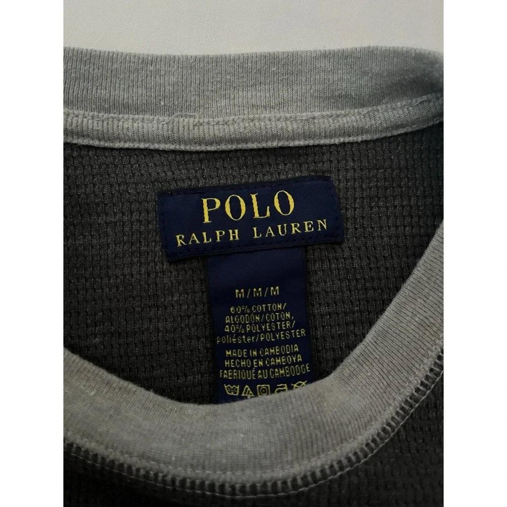 Polo Ralph Lauren Thermal Pullover Shirt Men's Size Medium Gray Long Sleeve